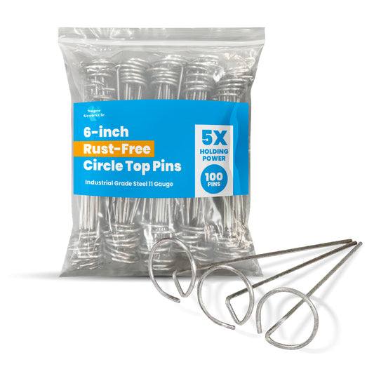 Heavy duty - 11 Gauge Landscape Circle Top Pins- 100 Pack