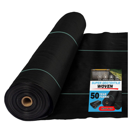 Woven Geotextile, Commercial Grade Driveway and Road Fabric for Separation and Stabilization - Heavy Duty Underlayment - 50 Year Fabric