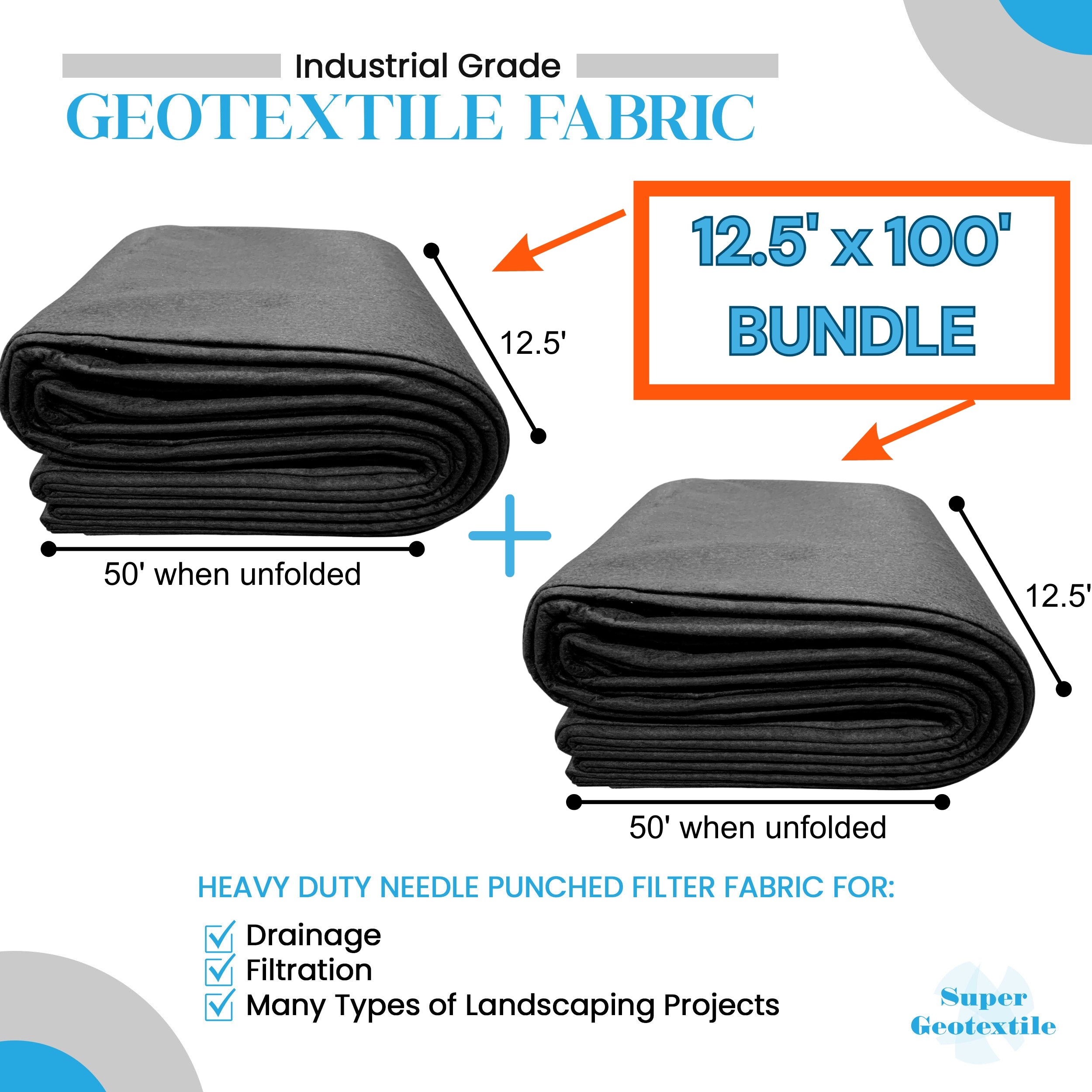 8 oz Heavy-Duty Non-Woven Geotextile Fabric – 50-Year UV Rated