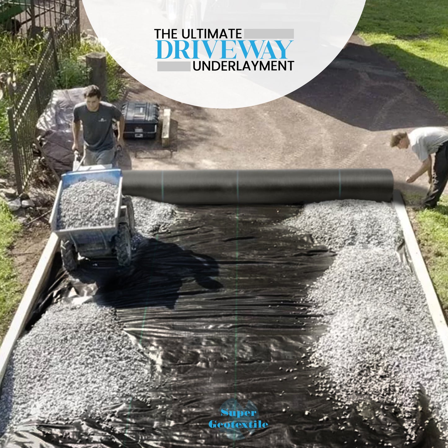 Woven Geotextile, Commercial Grade Driveway and Road Fabric for Separation and Stabilization - Heavy Duty Underlayment - 50 Year Fabric