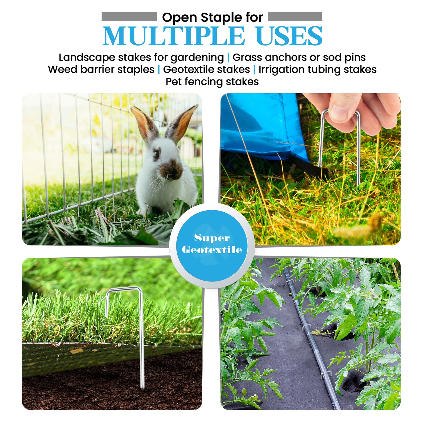 Landscape Staples - Heavy Duty 11 Gauge Galvanized U-Shaped Sod Pins for Weed Barrier and Landscaping